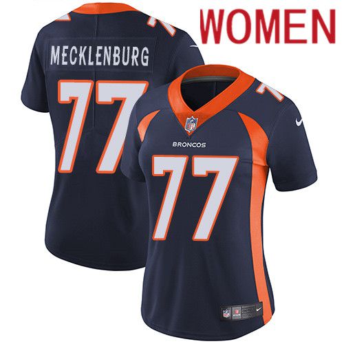 Women Denver Broncos 77 Karl Mecklenburg Navy Blue Nike Vapor Limited NFL Jersey